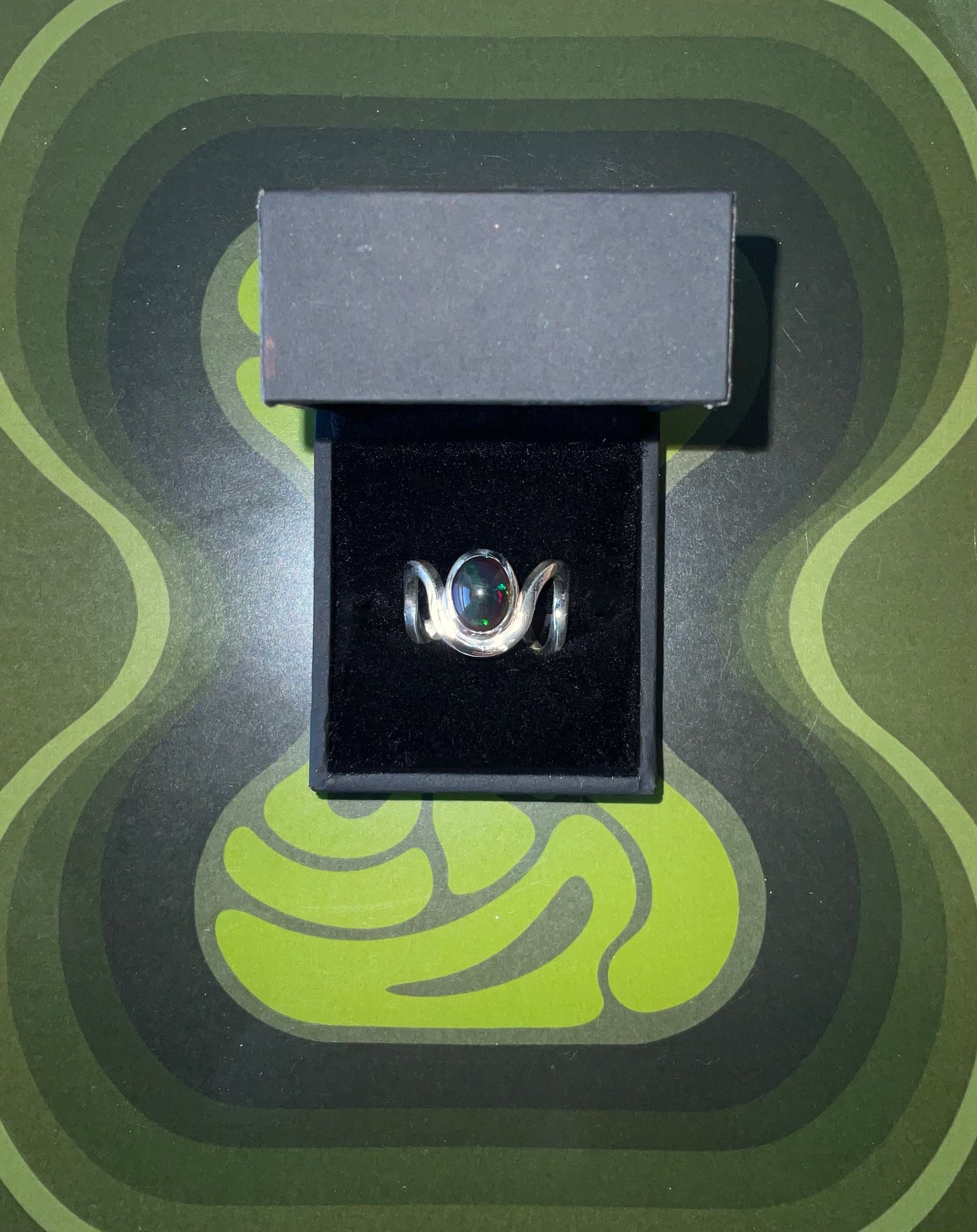 Bague "Onda" Argent et Opale Noire