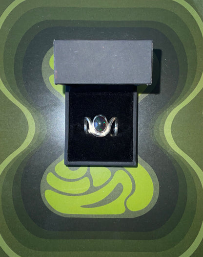 Bague "Onda" Argent et Opale Noire