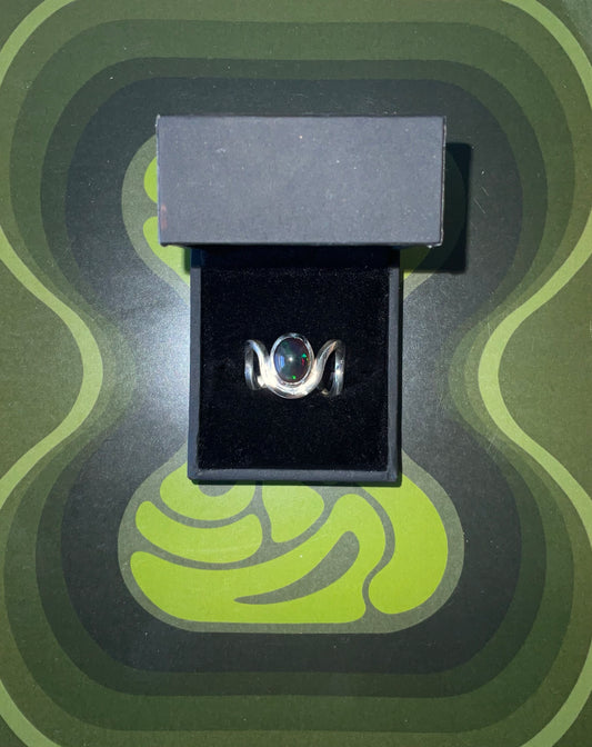 Bague "Onda" Argent et Opale Noire