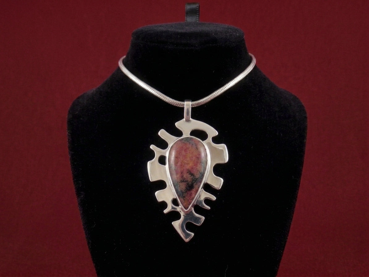 Pendentif "Umi" Argent et Rhodonite