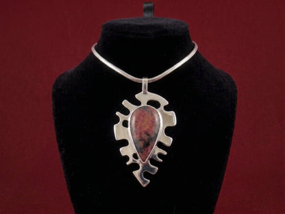 Pendentif "Umi" Argent et Rhodonite
