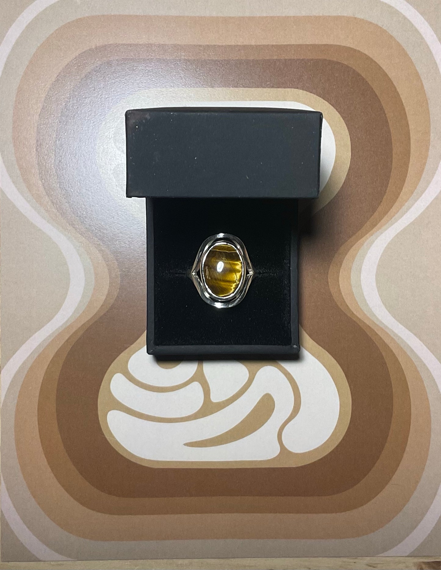 Bague "Byū" Argent et Œil de Tigre