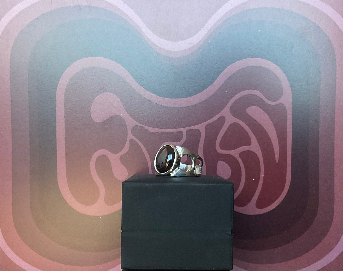 Bague "Aviatore" Argent et Grenat Étoilé