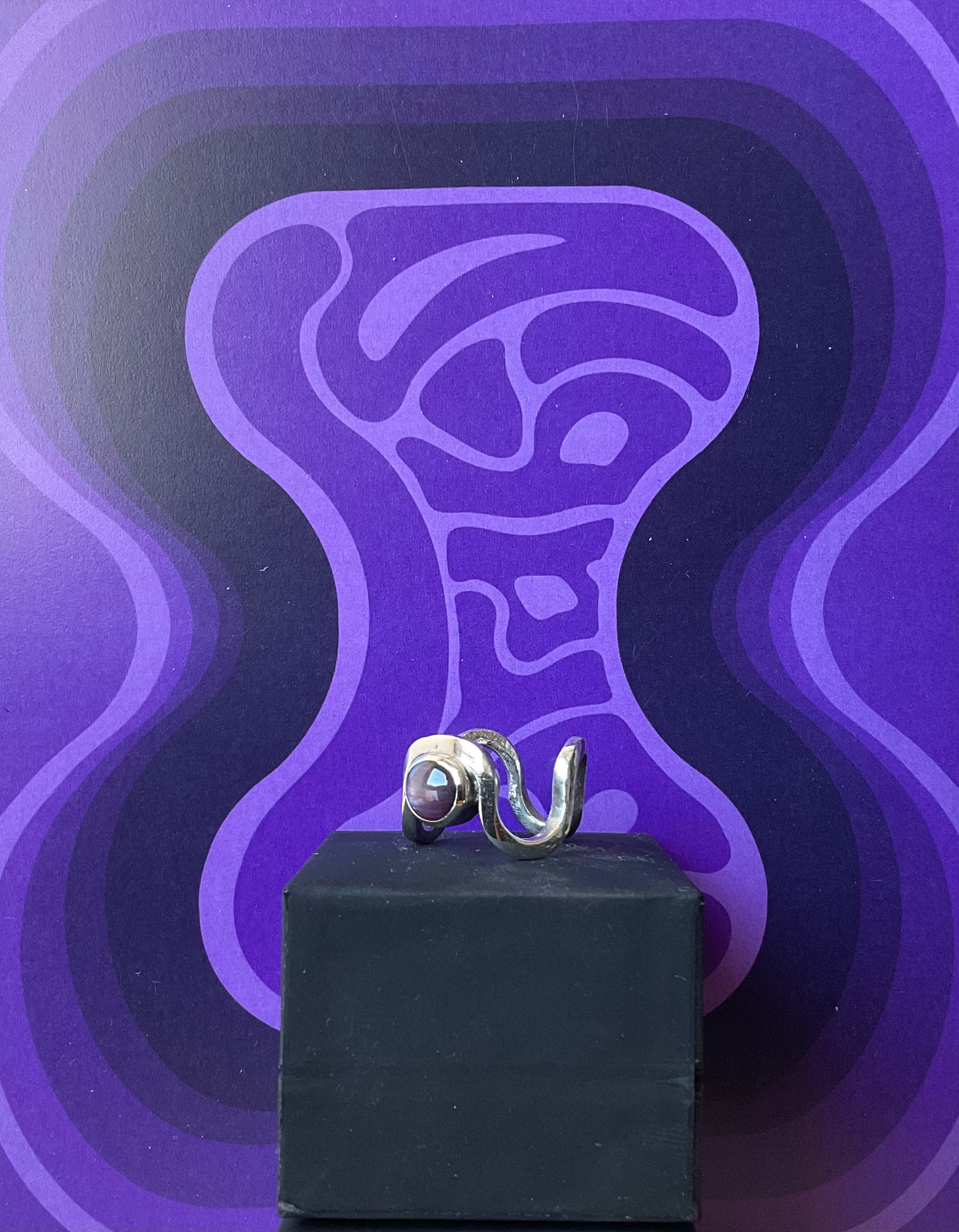 Bague "Onda" Argent et Rubis Étoilé