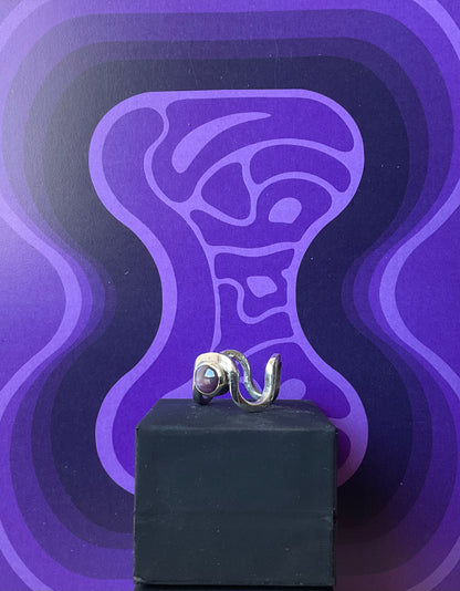 Bague "Onda" Argent et Rubis Étoilé