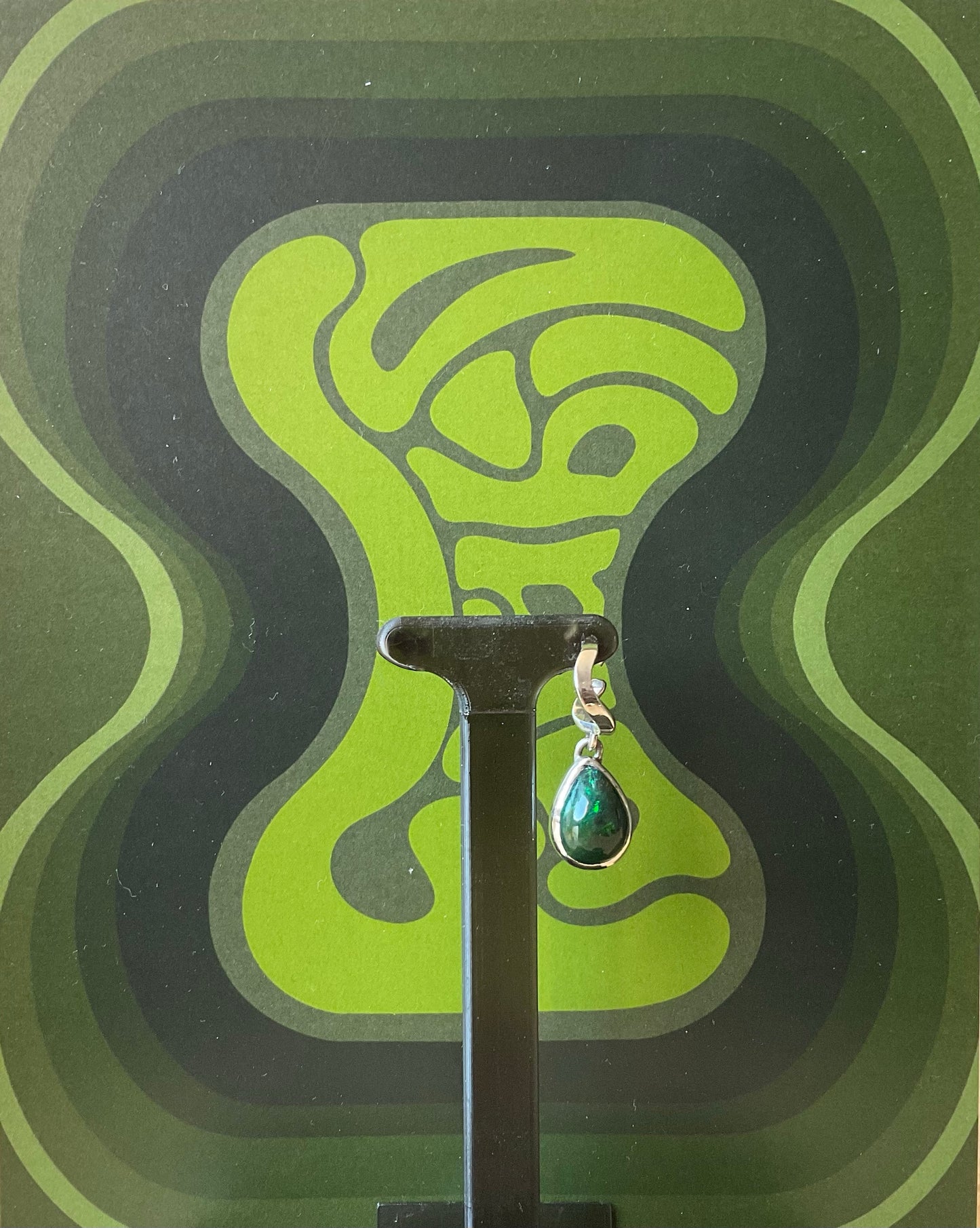 Boucle d'oreille "Nami" Argent et Pendentif Opale Noire