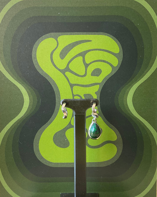 Boucle d'oreille "Nami" Argent et Pendentif Opale Noire