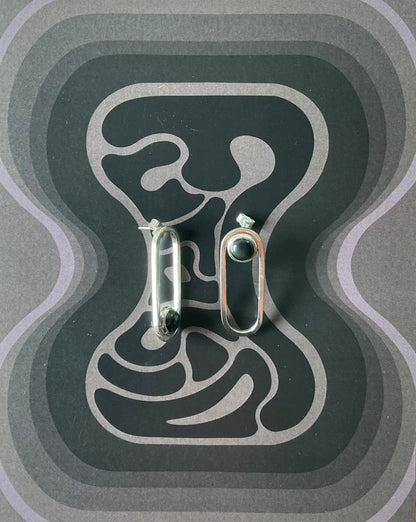 Boucle d'oreilles "Furiko" Argent et Obsidienne Oeil Celeste