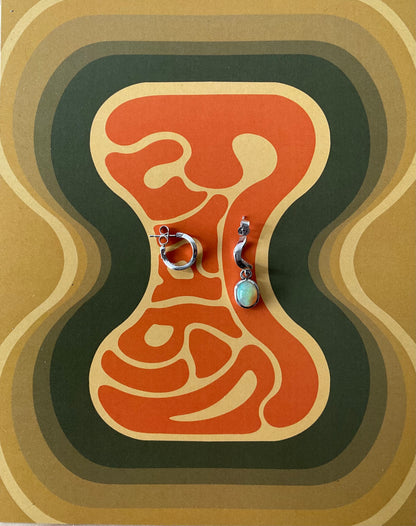 Boucle d'oreille "Nami" Argent et Pendentif Opale Blanche