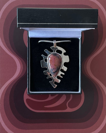 Pendentif "Umi" Argent et Rhodonite