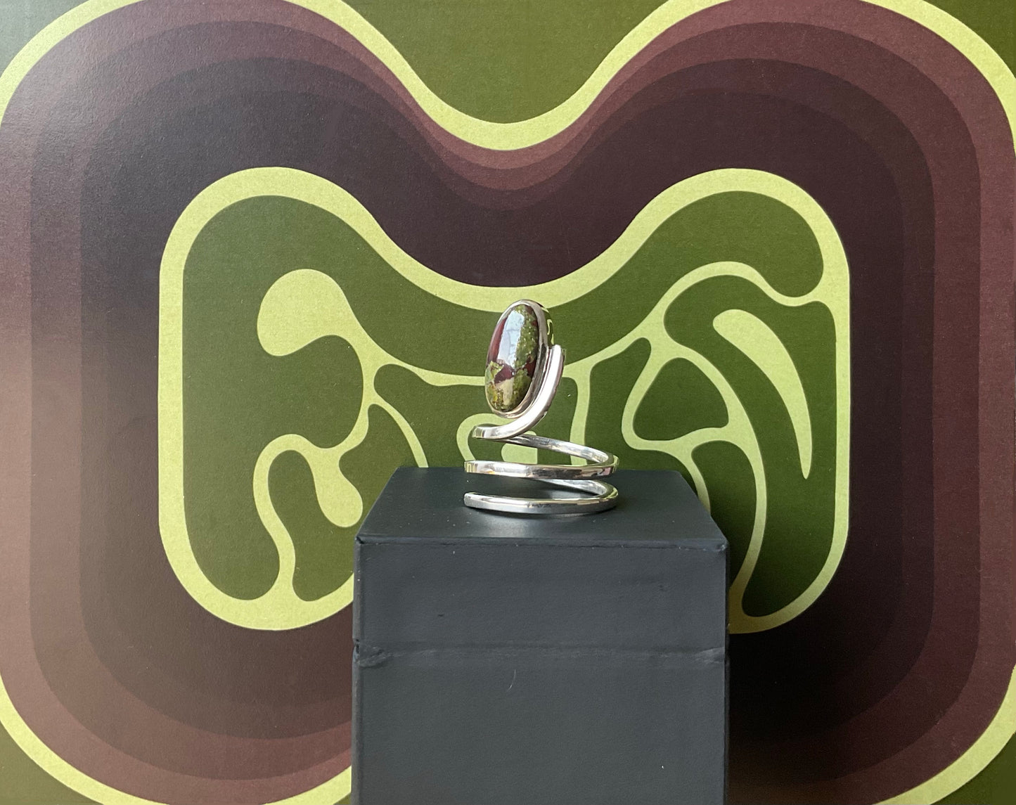 Bague "Suija" Argent et Jaspe sang de dragon