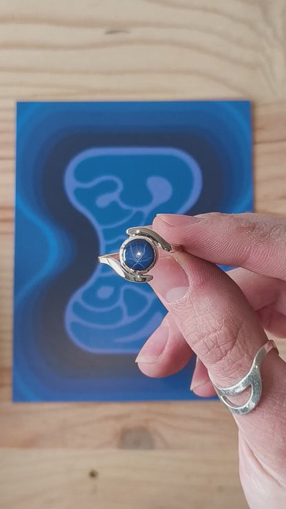 Bague "Muryō" Argent et Saphir Étoilé