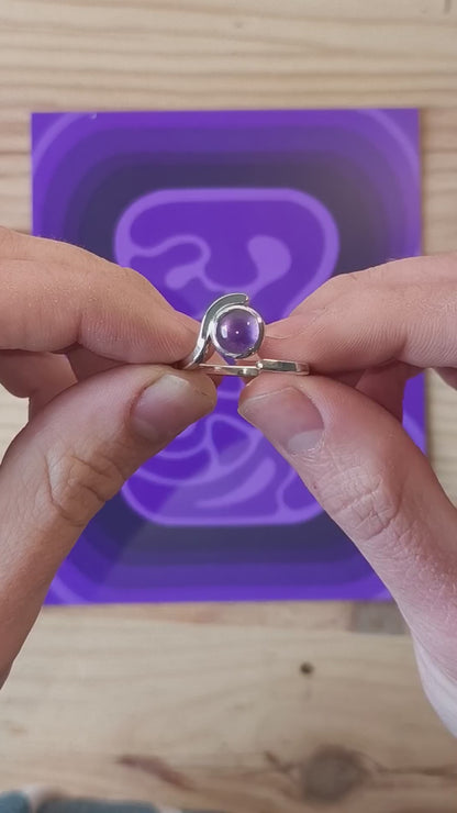 Bague "Tamuj" Argent et Améthyste