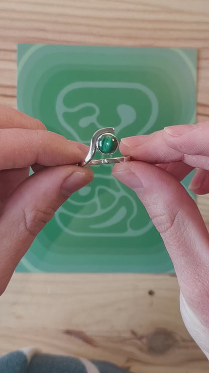 Bague "Tamuj" Argent et Malachite