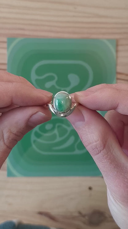 Bague "Anna Maria" Argent et Jade du Myanmar